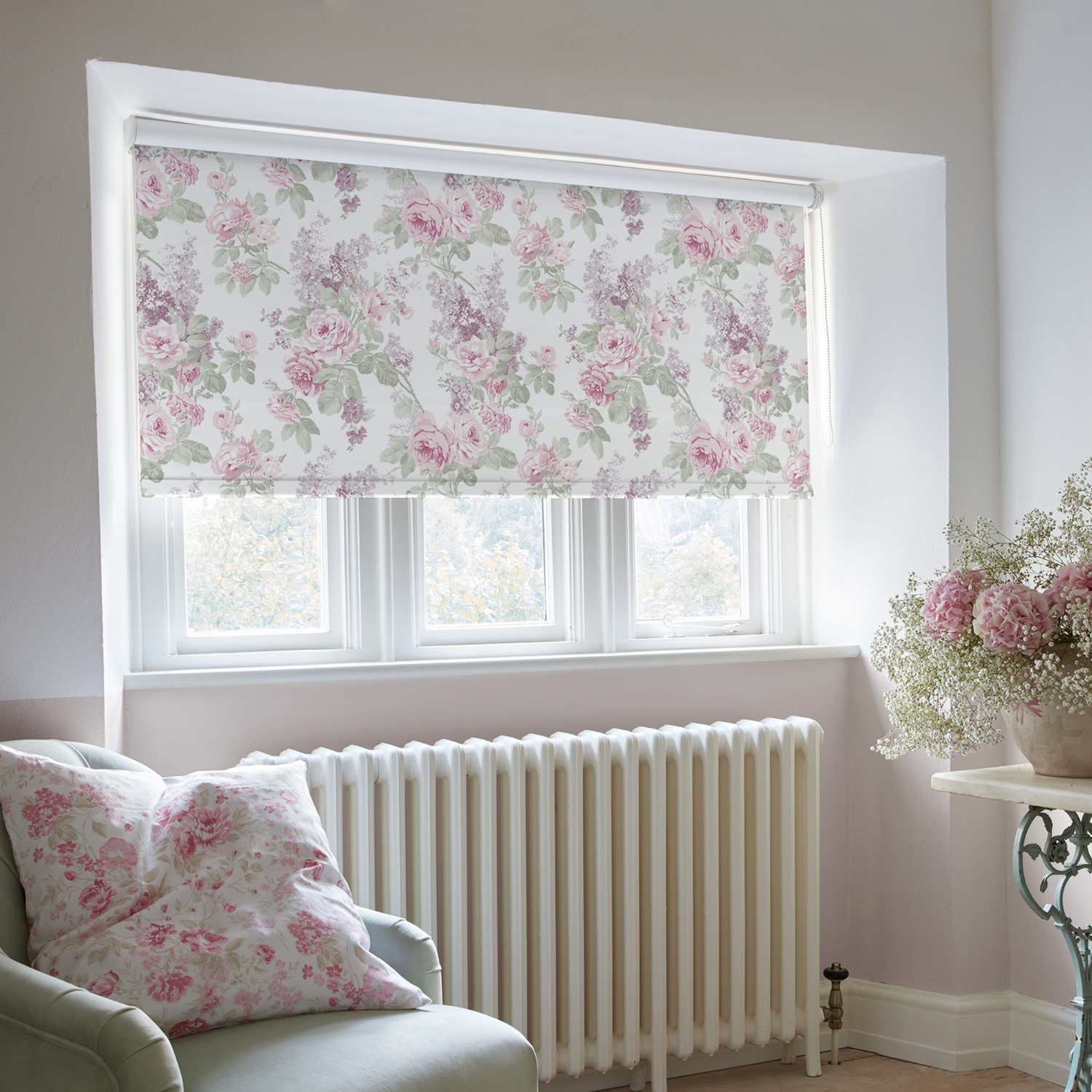 wild garden lilac soft touch blackout roller blind