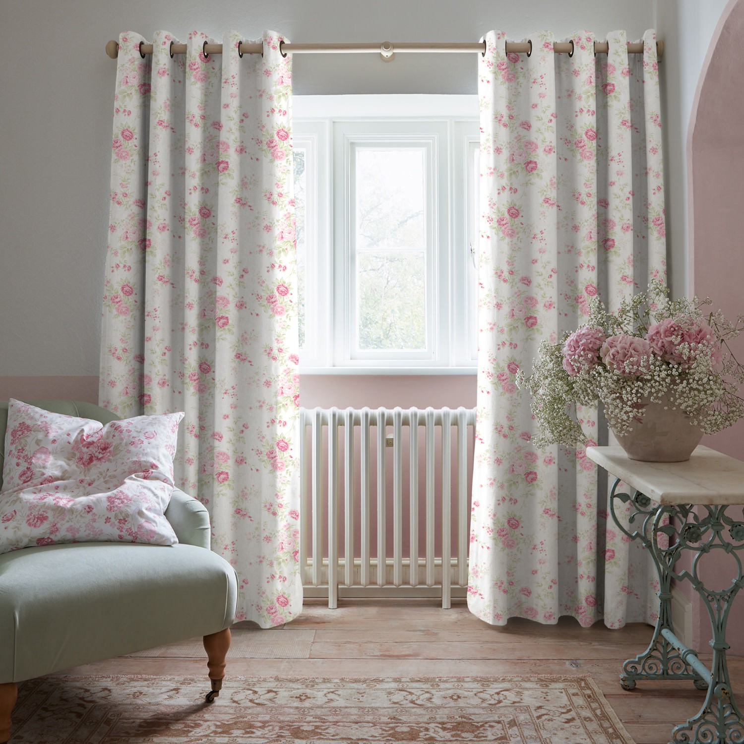wildflower rose floral curtains