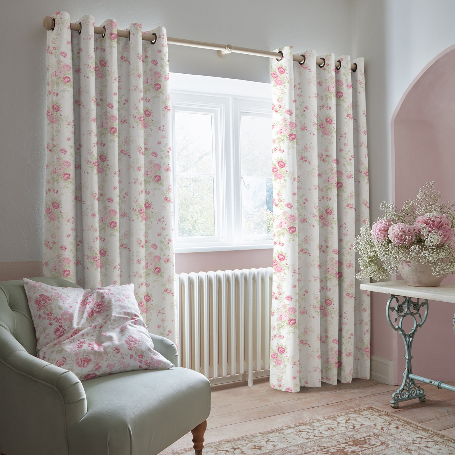 wildflower rose floral curtains