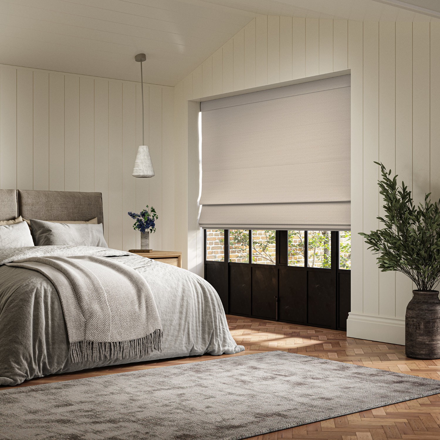 abelia flax jacquard roman blind