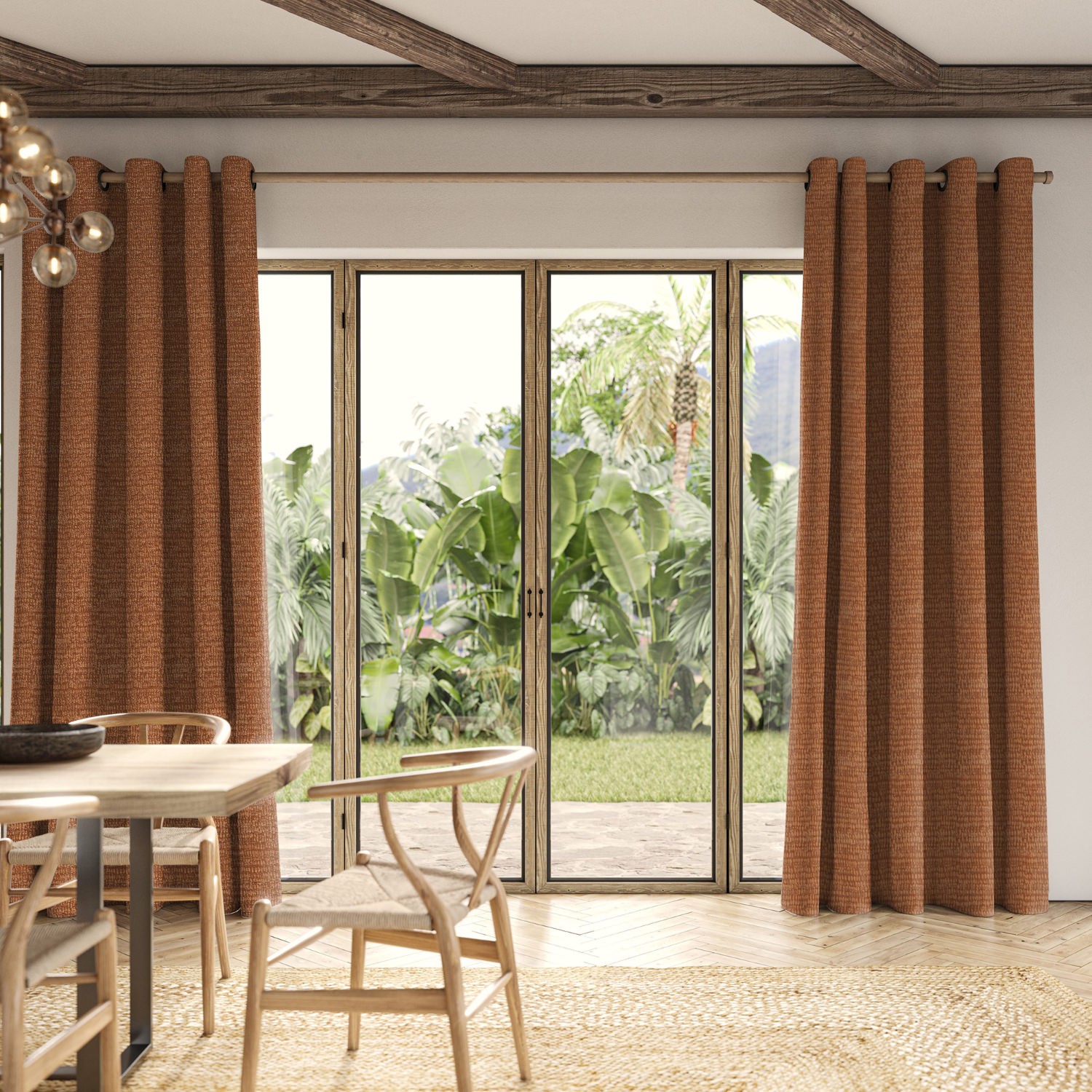 abelia henna jacquard curtain