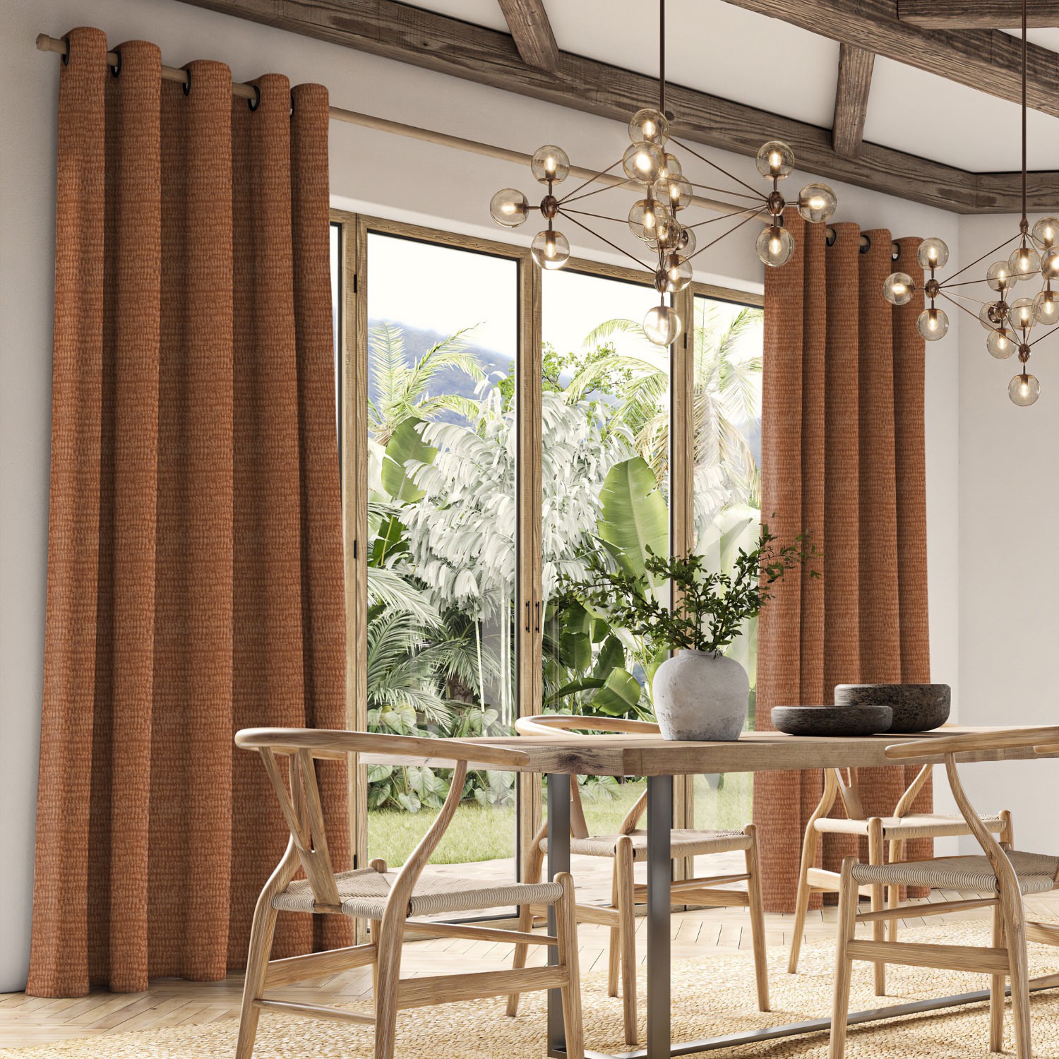 abelia henna jacquard curtain