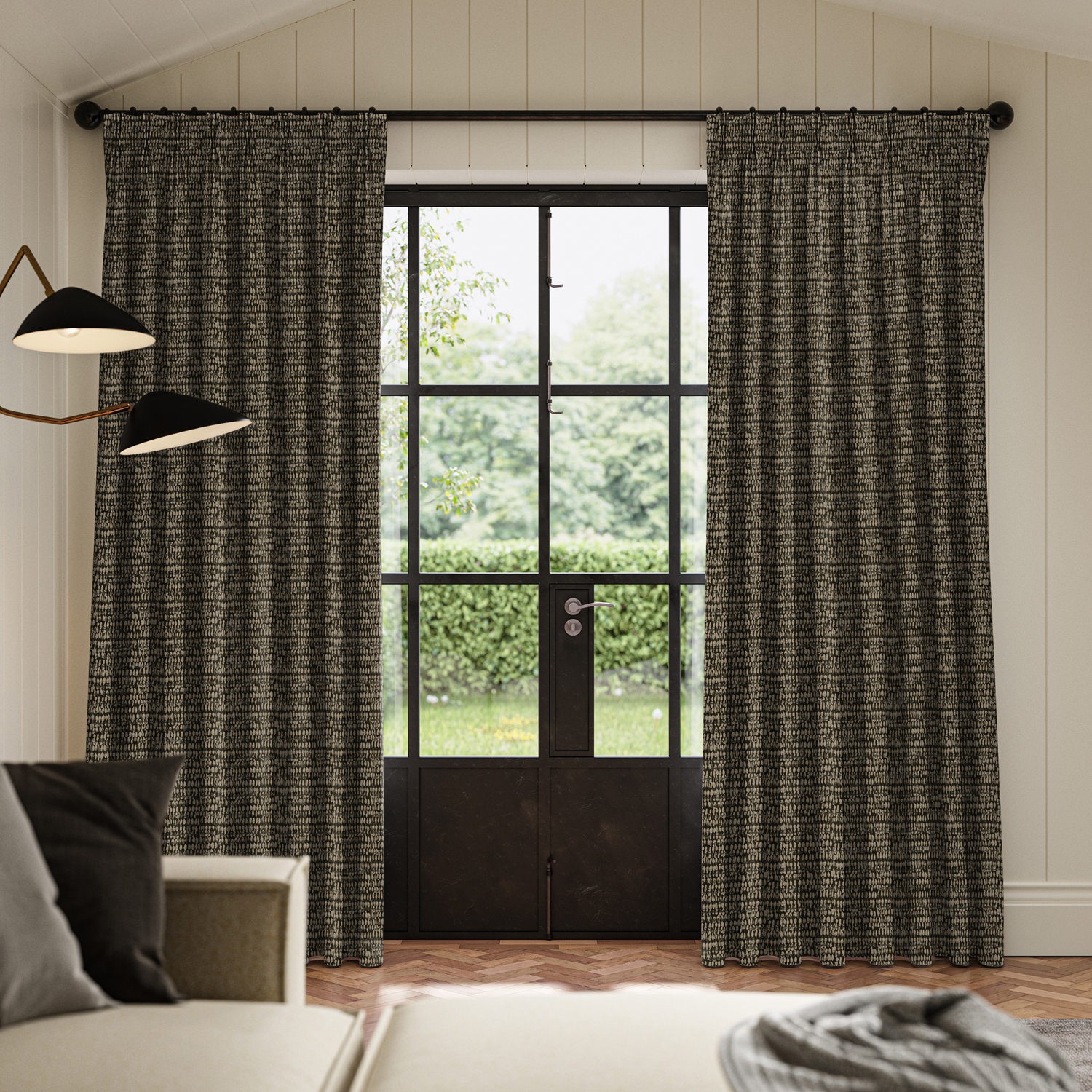 abelia noir jacquard curtain
