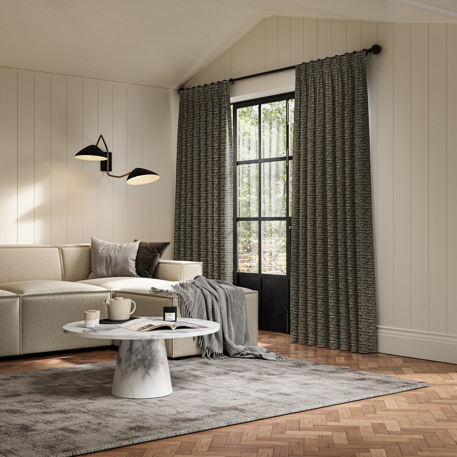 abelia noir jacquard curtain