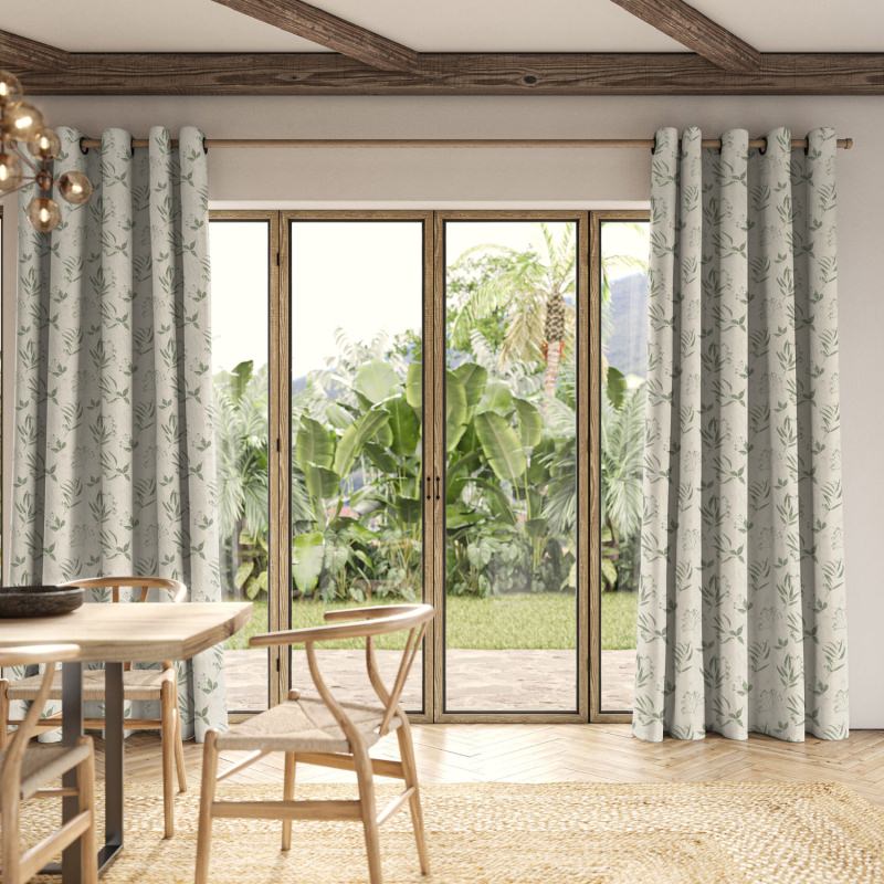 Adele Spring Printed Curtain with a delicate pattern of fresh spring botanicals.