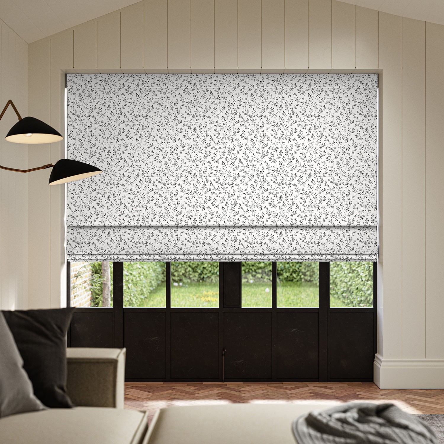 aideen raven printed roman blind