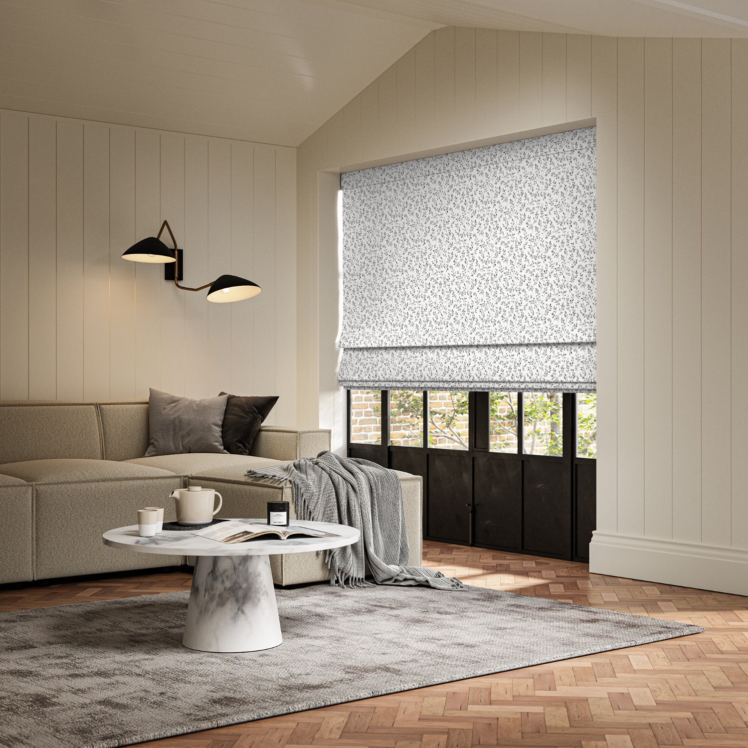 aideen raven printed roman blind