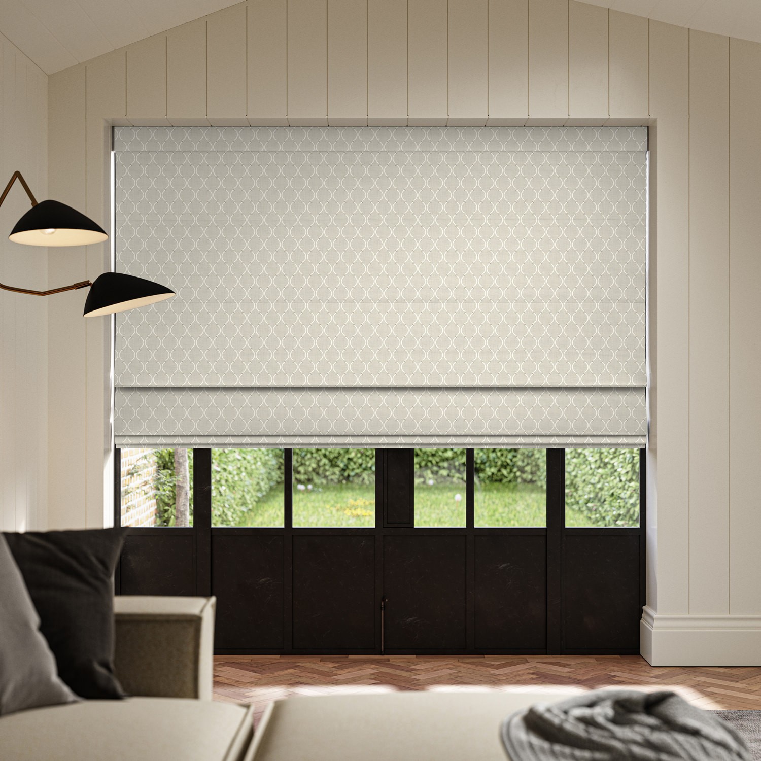allen smoke embroidery roman blind
