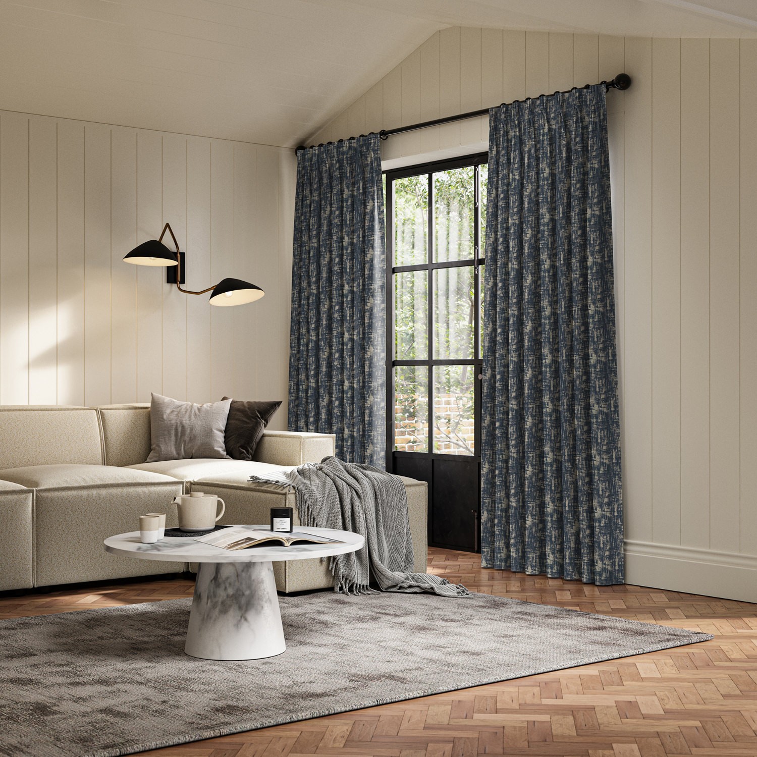 andoh indigo jacquard curtain