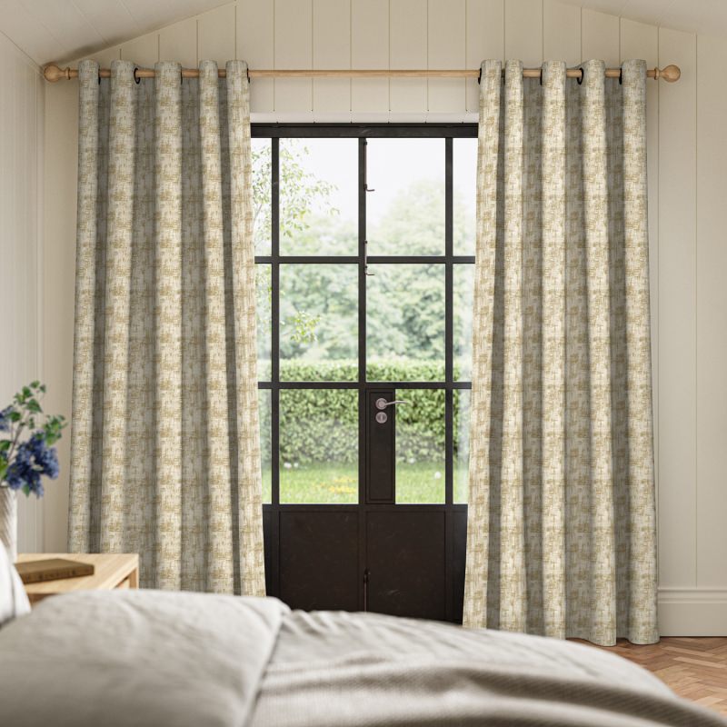 Andoh Ochre Jacquard Curtain in an earthy ochre with a unique, modern jacquard weave.