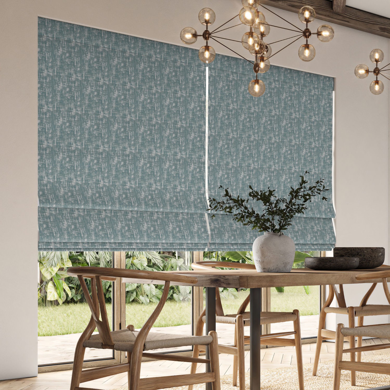 andoh seafoam jacquard roman blind