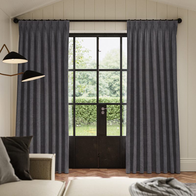 Anua Flint Plain Curtain, a strong and chic mid-grey contemporary plain fabric.