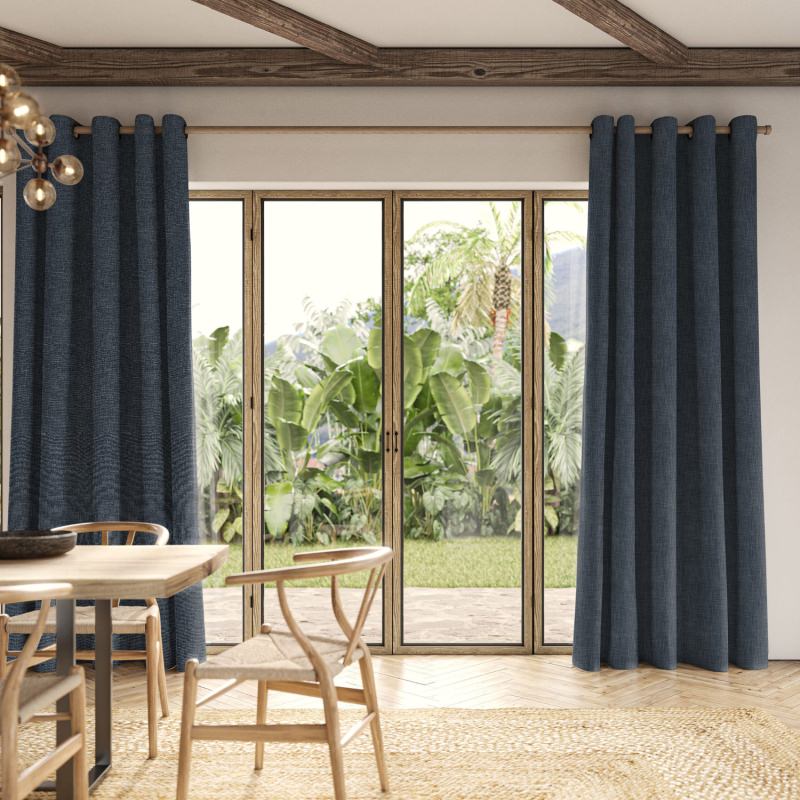 Anua Ink Plain Curtain in a deep and dramatic near-black navy blue plain fabric.