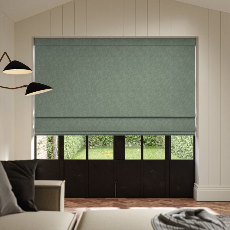 Anua Jade Plain Roman Blind in a rich, calming, and luxurious jewel-toned green