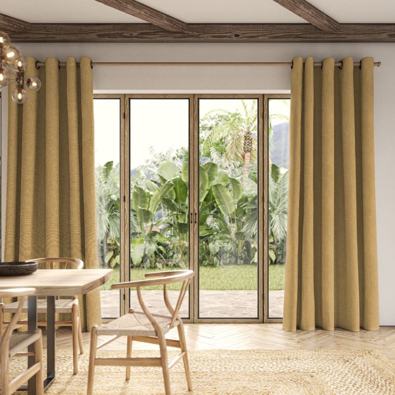 Anua Ochre Plain Curtain in a vibrant and earthy golden-ochre plain fabric.