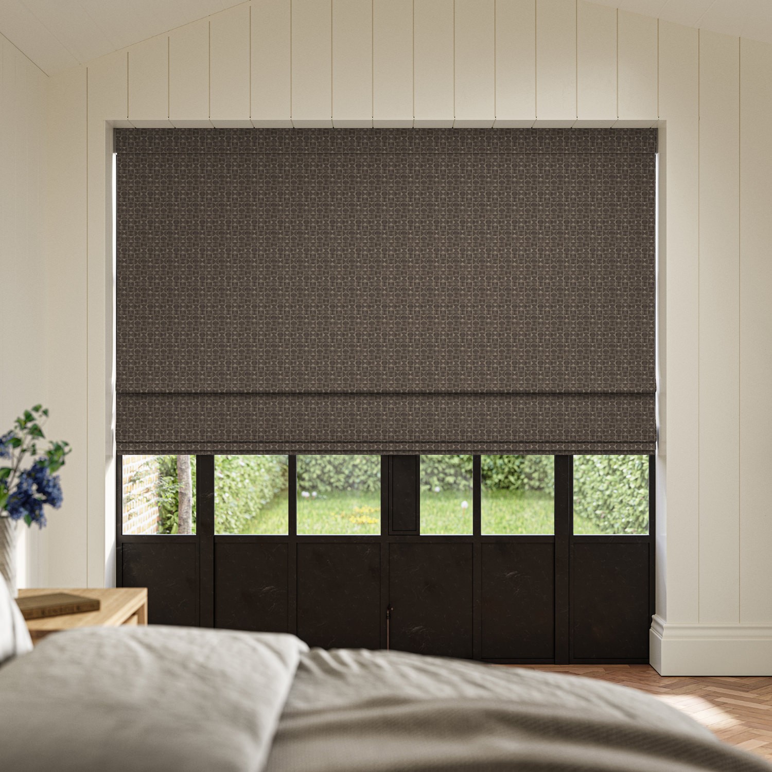 ashbourne flint jacquard roman blind