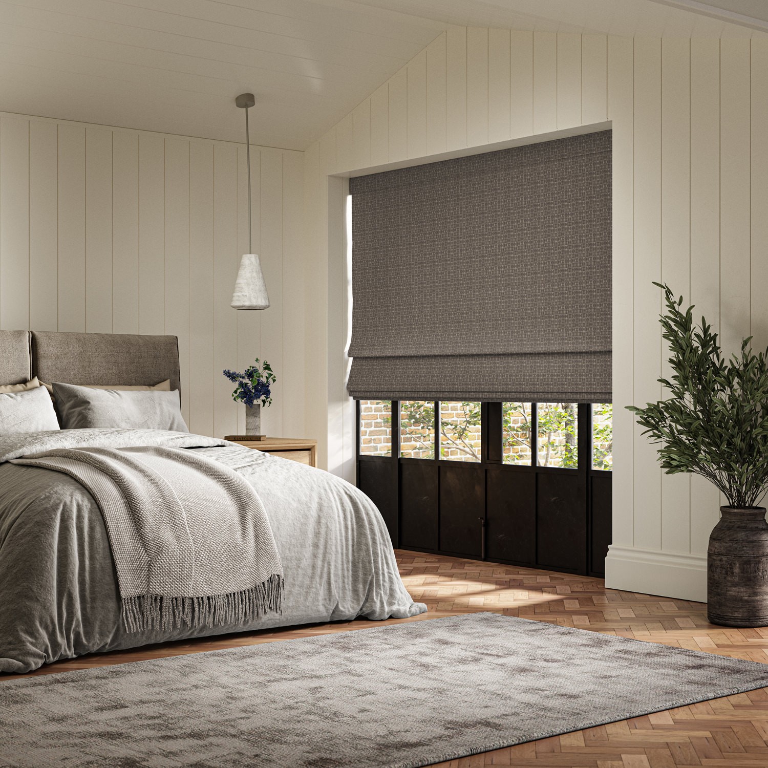 ashbourne flint jacquard roman blind
