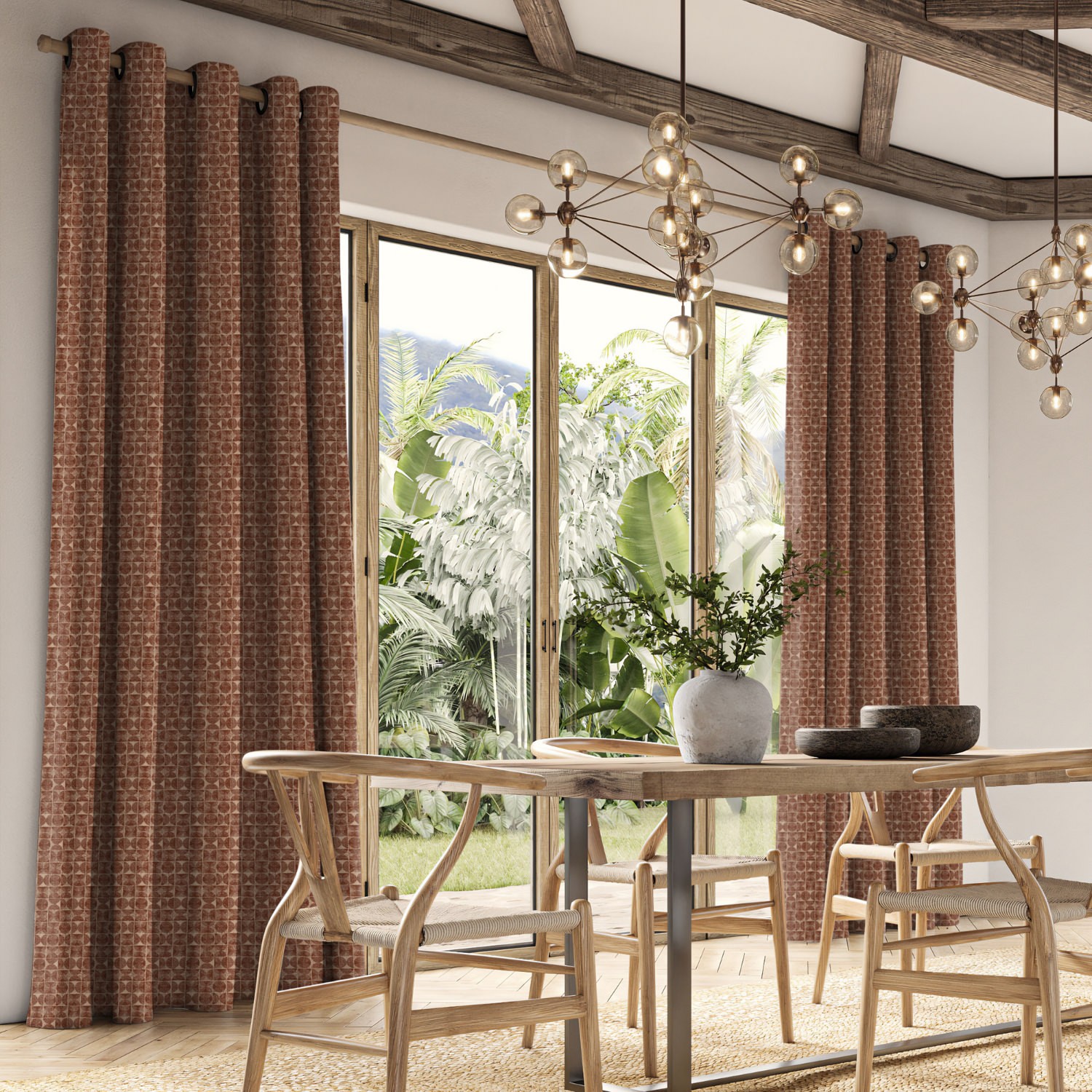 ashbourne ginger jacquard curtain