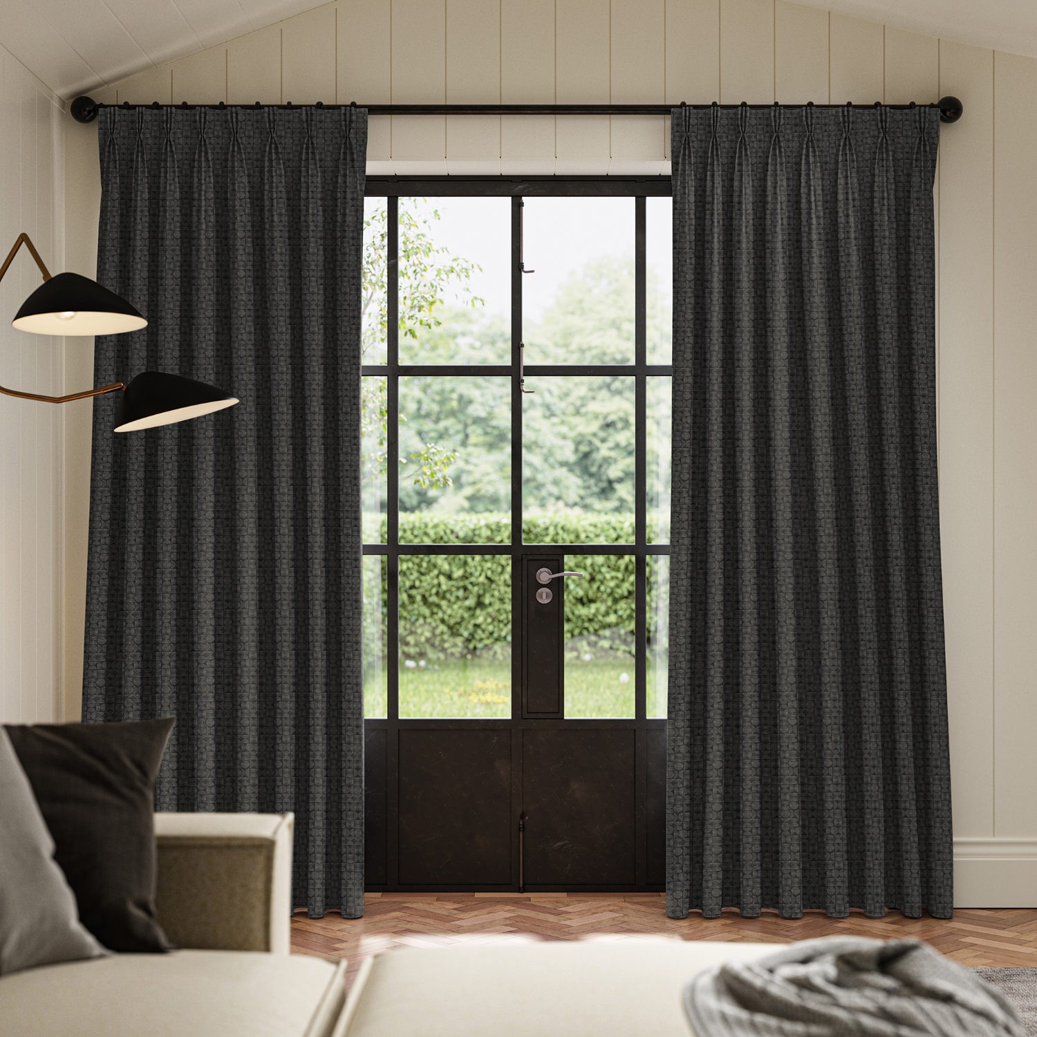 ashbourne ink jacquard curtain