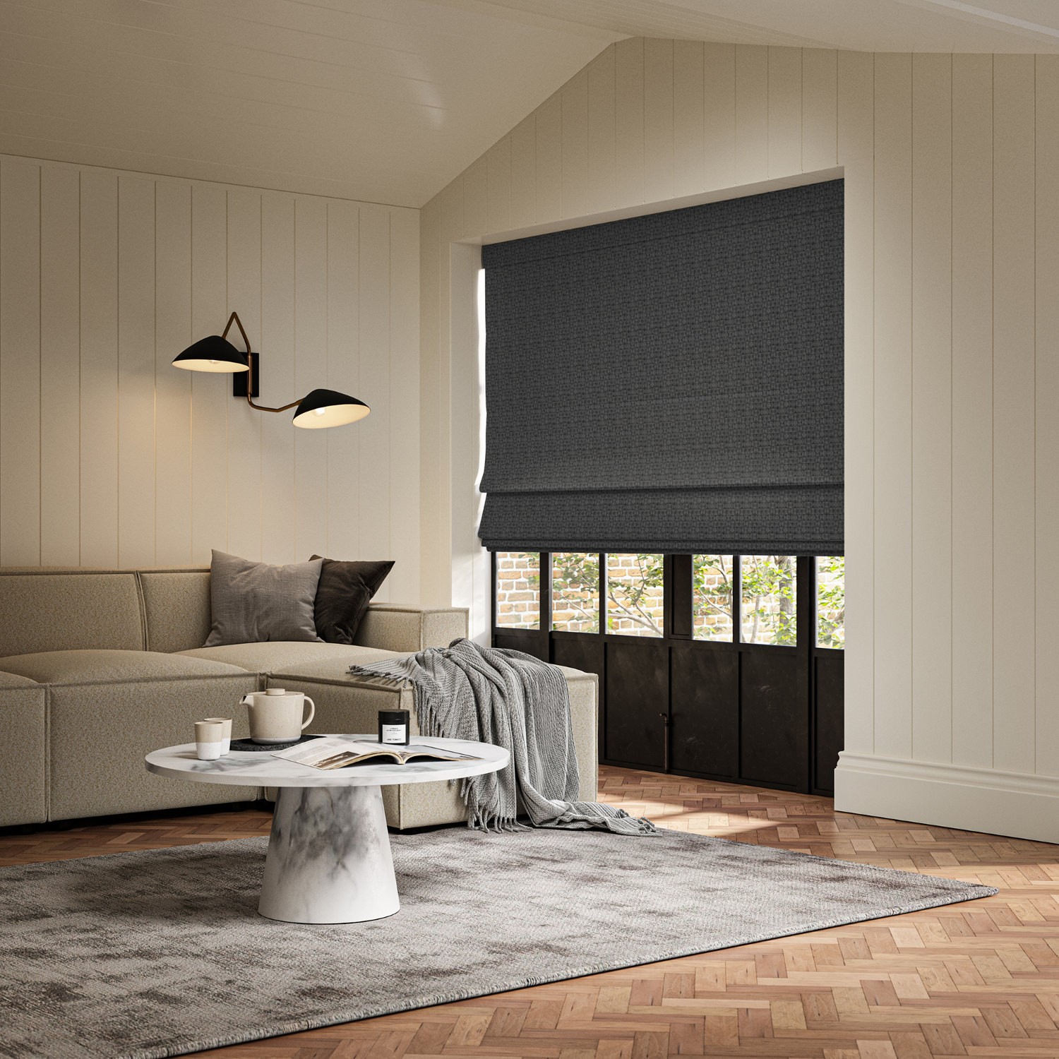 ashbourne ink jacquard roman blind