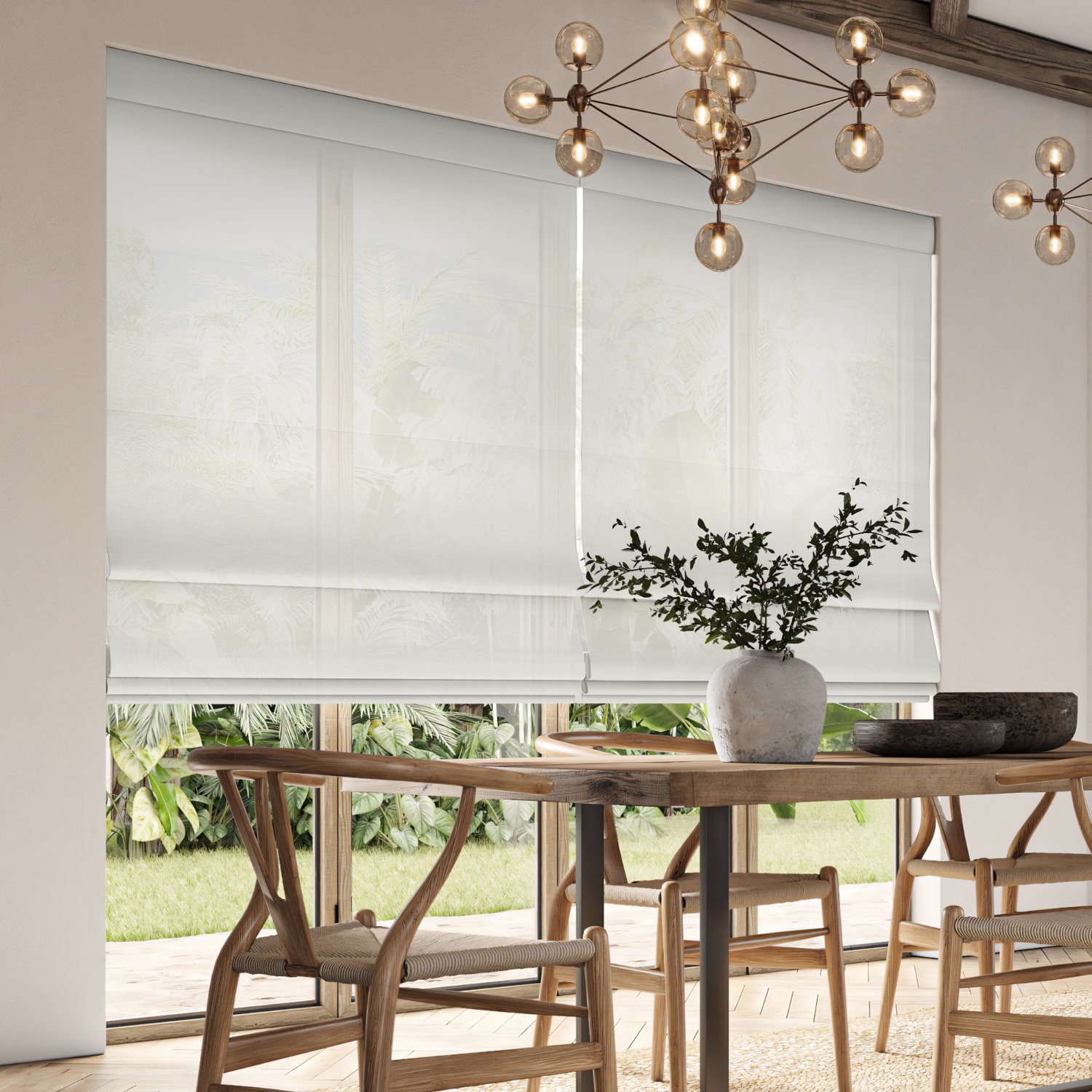 blasket ivory sheer roman blind