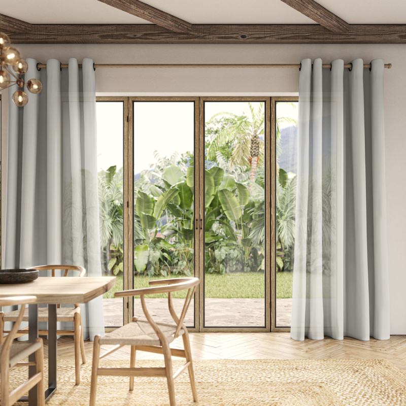 Blasket Silver Sheer Curtain, a cool, modern, and elegant light and airy sheer fabric.