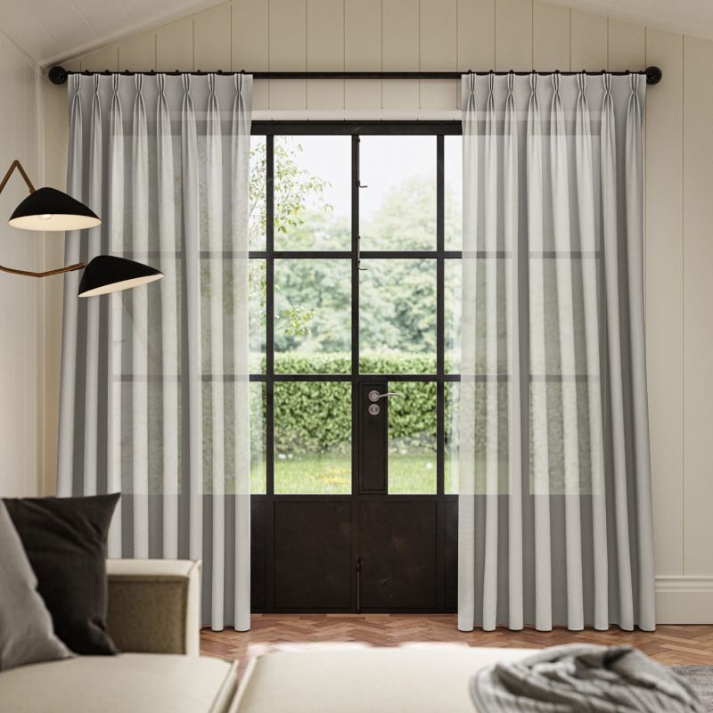 Blasket Slate Sheer Curtain in a chic, slate grey hue, providing daytime privacy.
