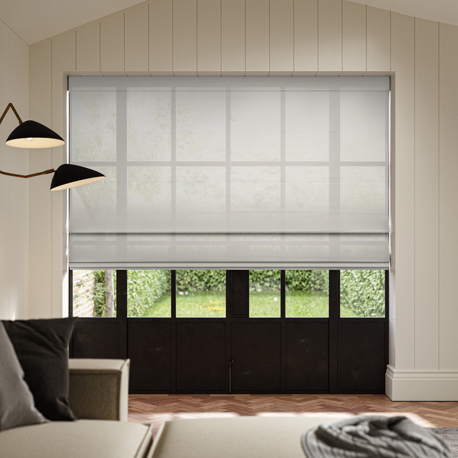 blasket slate sheer roman blind