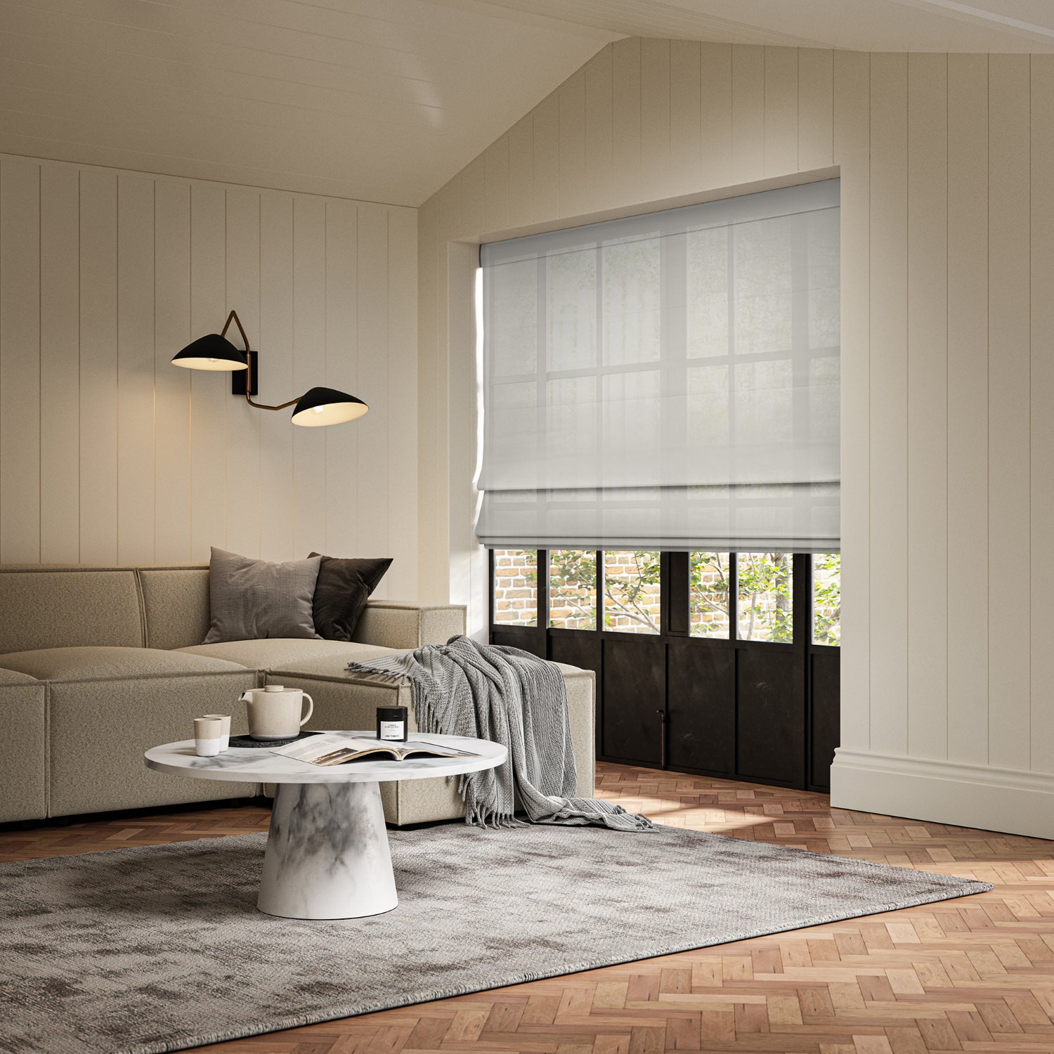 blasket slate sheer roman blind