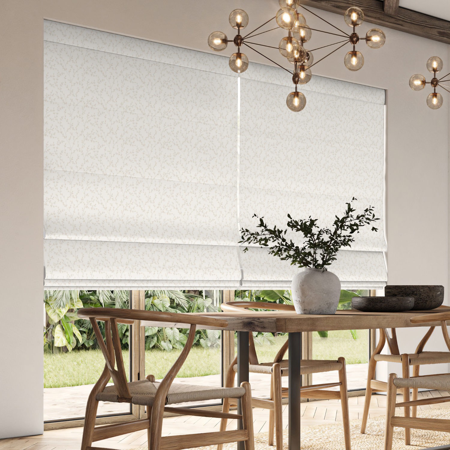 cadence ivory emboidery roman blind