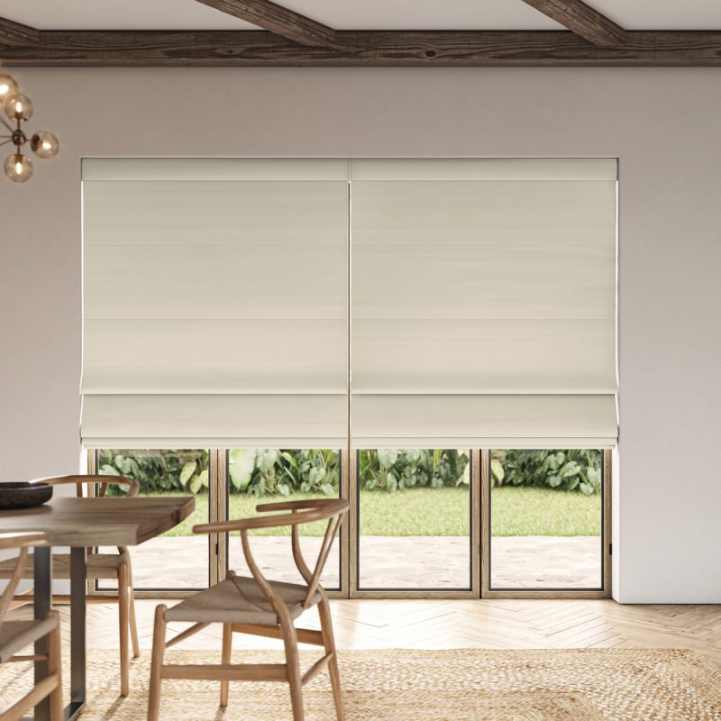 Cassandra Ivory Velvet Roman Blind, a classic and timeless soft ivory plush velvet