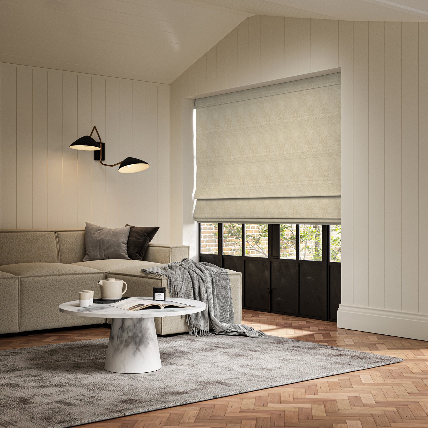 cox flax jacquard roman blind
