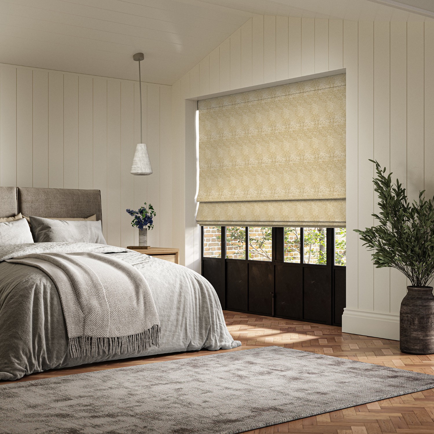 cox ochre jacquard roman blind