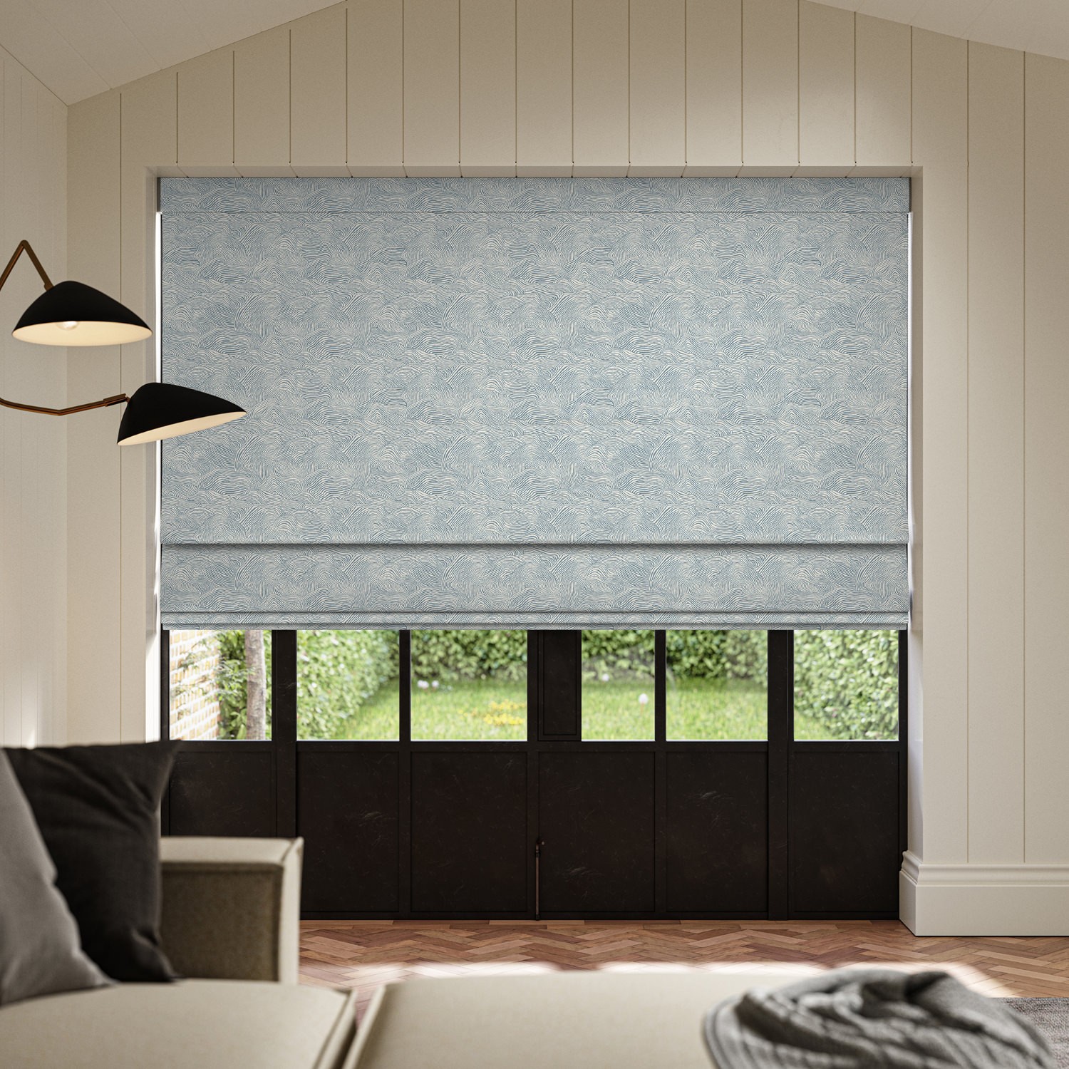 daria chambray printed roman blind