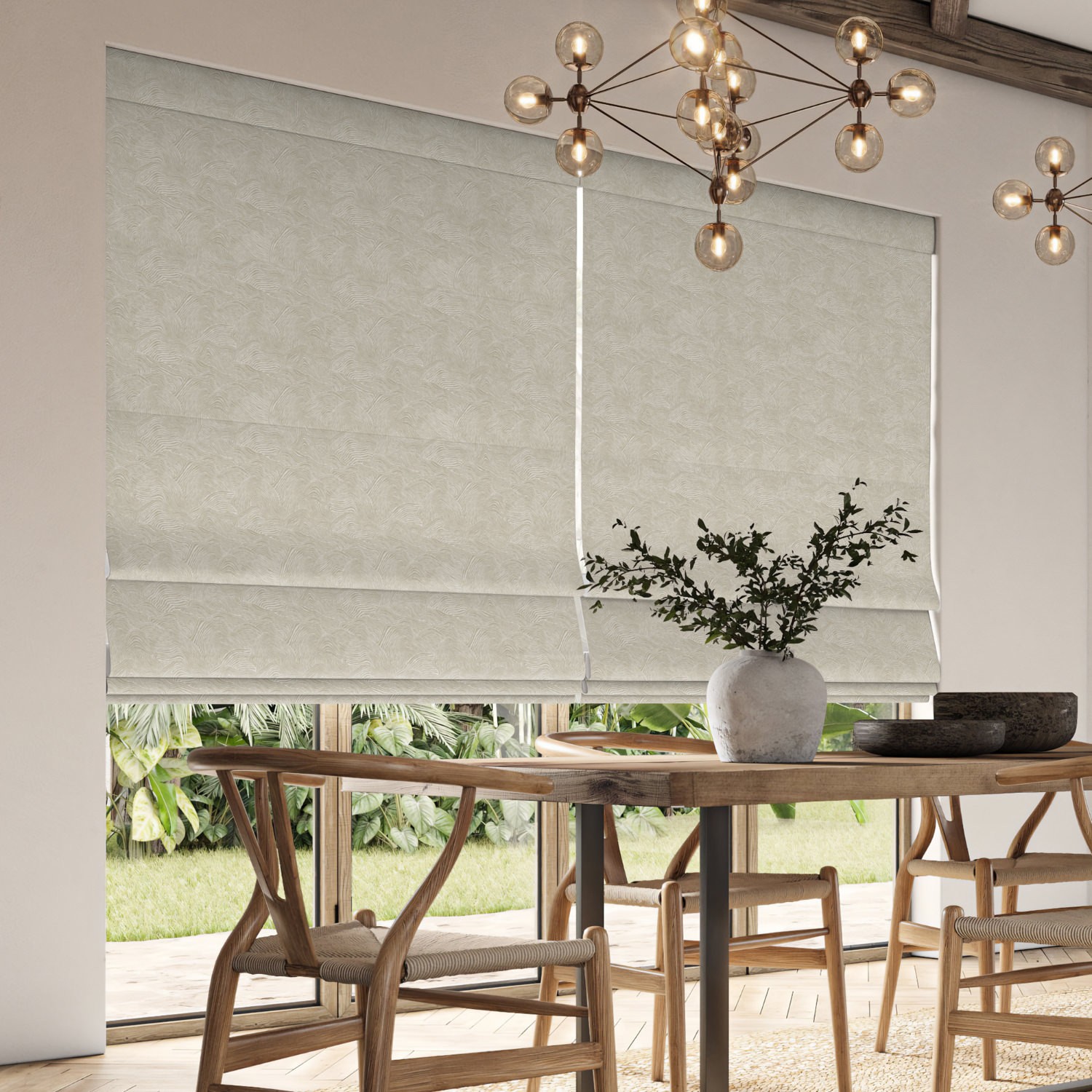 daria oatmeal printed roman blind