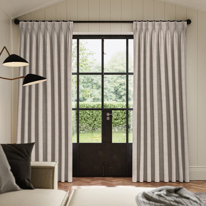 Daria Shell Printed Curtain with a charming, subtle pattern in a delicate, shell-pink hue.