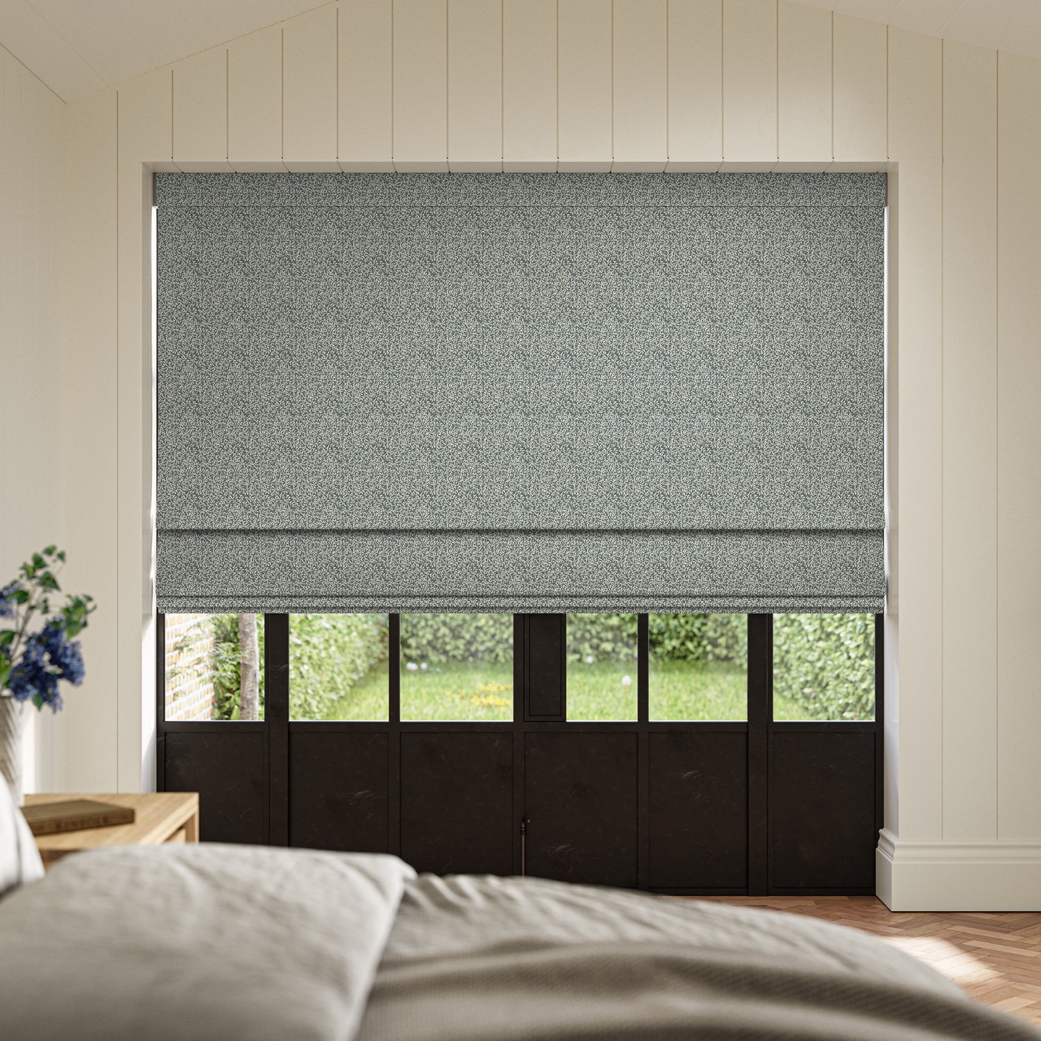 dhodi indigo printed roman blind