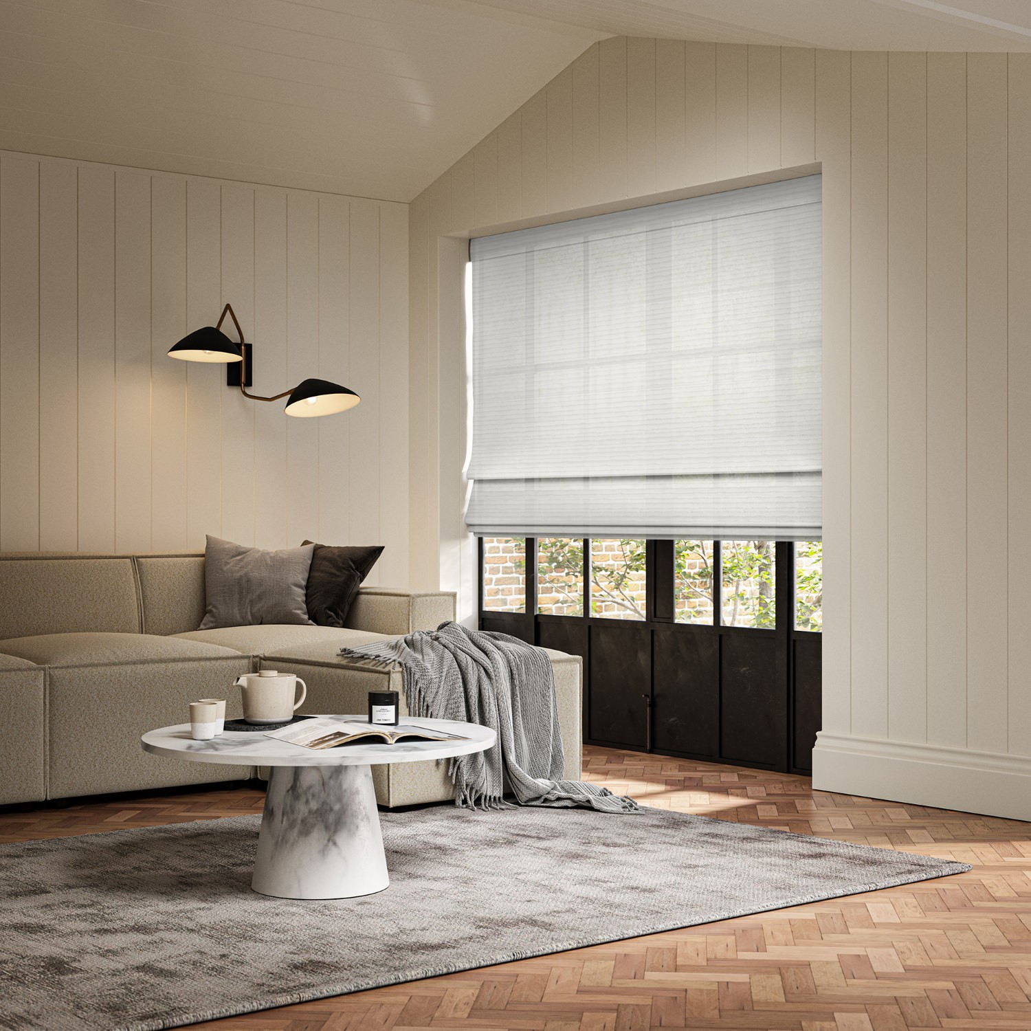 dursey silver sheer roman blind