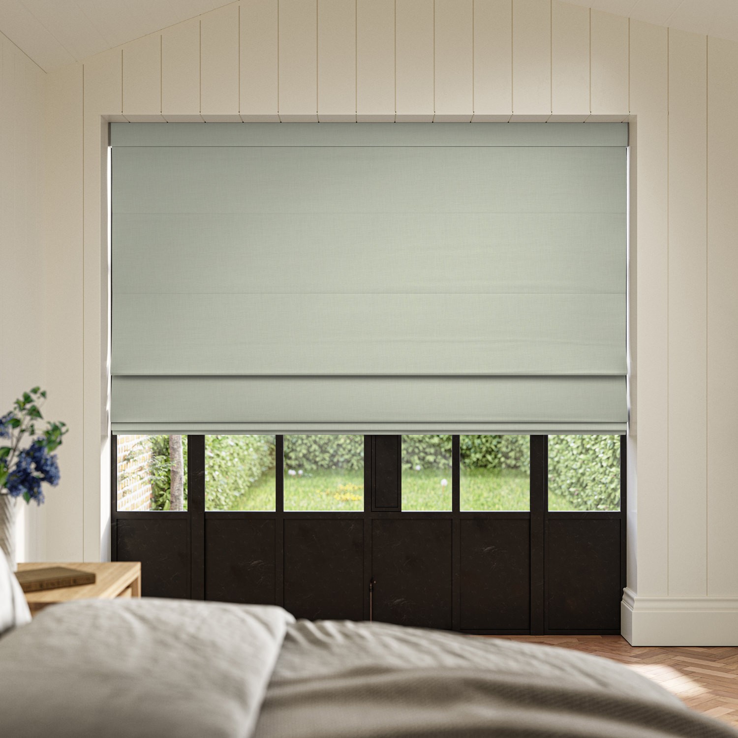 dusen aqua plain roman blind