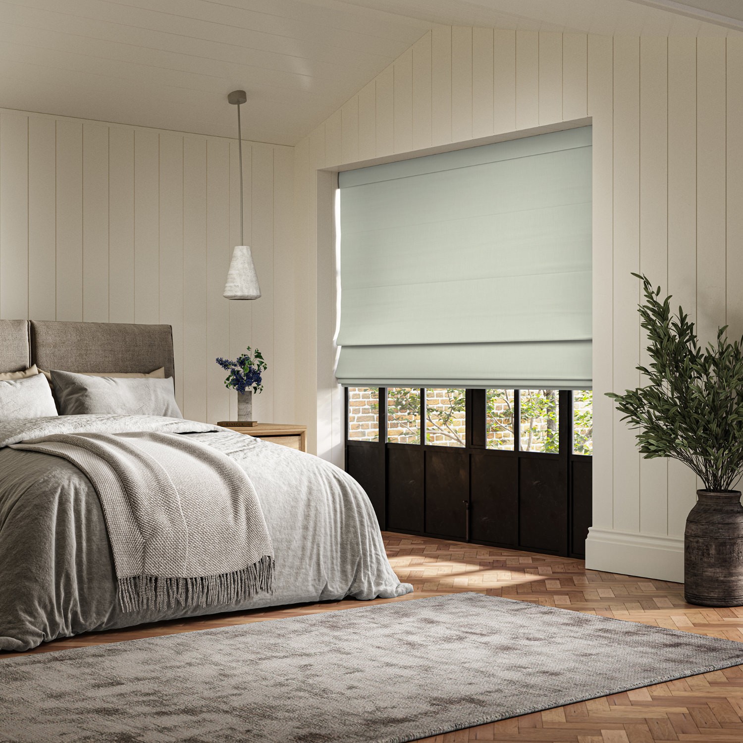 dusen aqua plain roman blind
