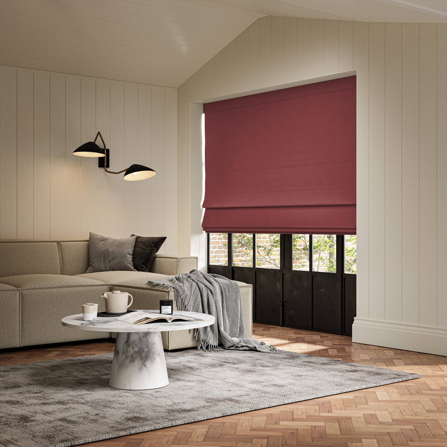dusen cranberry plain roman blind