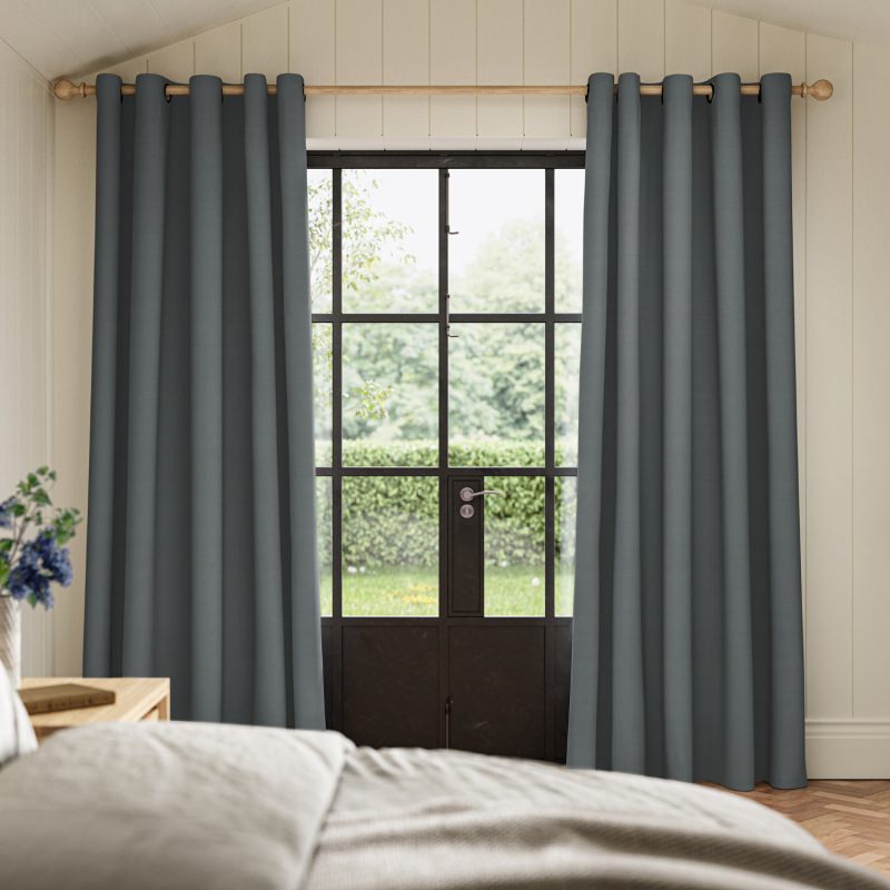 Dusen Denim Plain Curtain, an effortlessly cool and timeless mid-toned blue plain fabric.