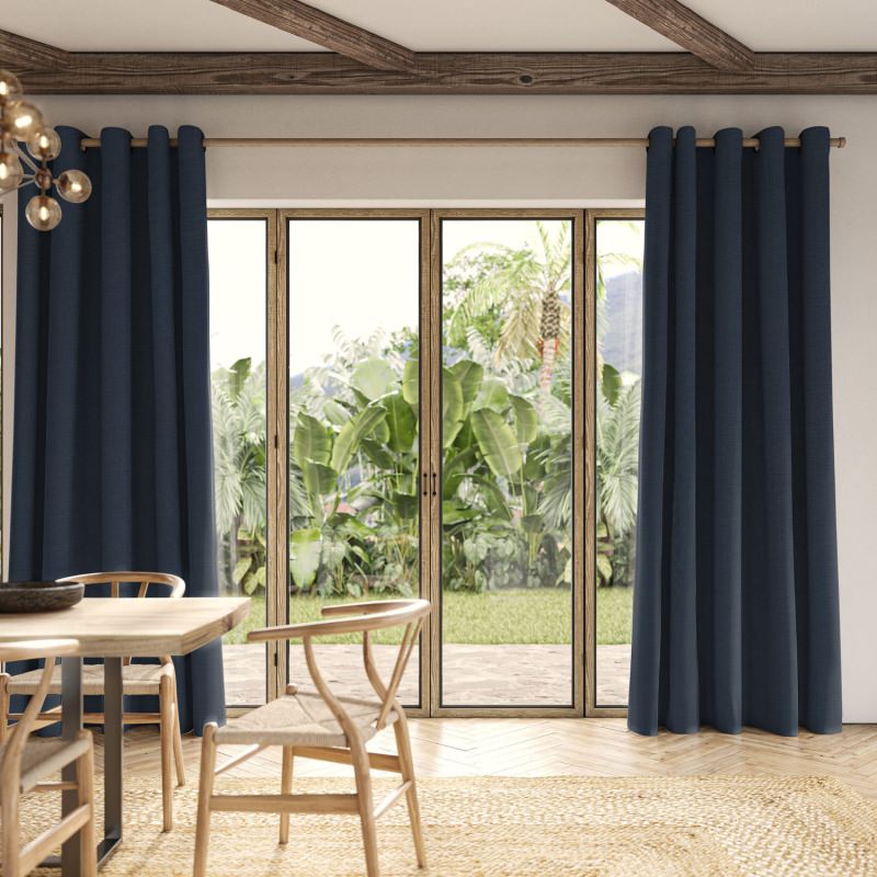 Dusen Ink Plain Curtain in a sophisticated and intense deep navy plain fabric.