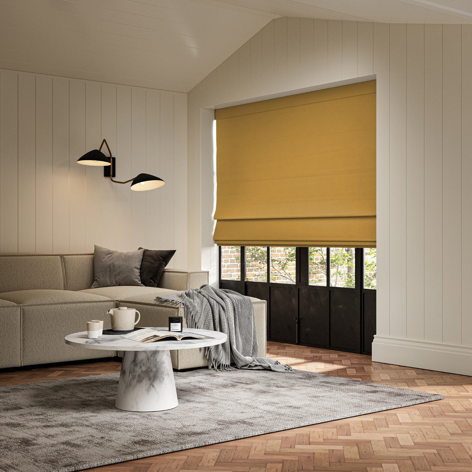 dusen ochre plain roman blind