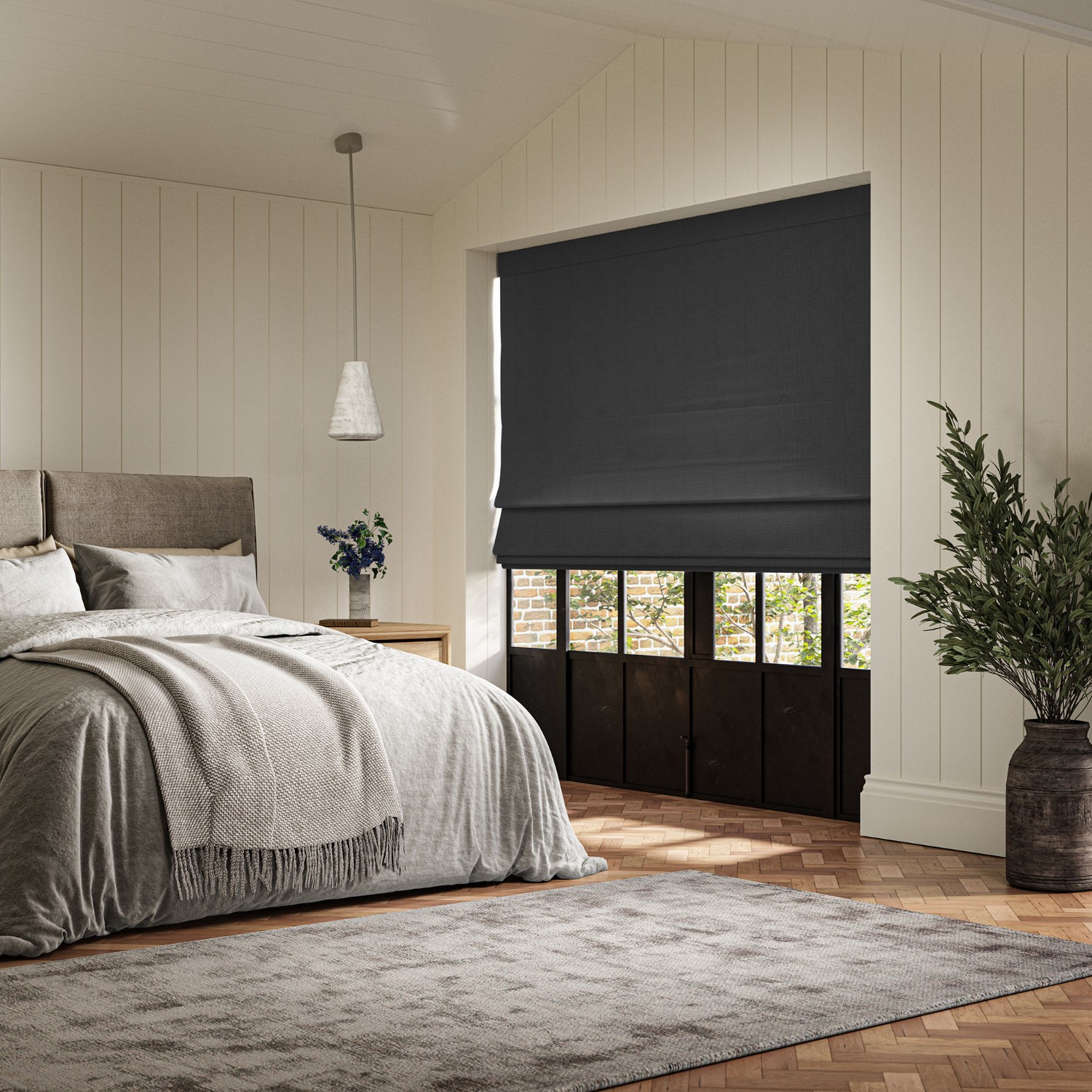 dusen onyx plain roman blind