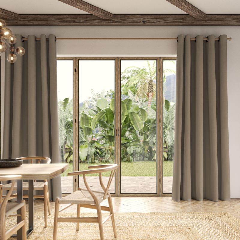 Dusen Otter Plain Curtain in a sleek, rich, and warm mid-toned brown fabric.