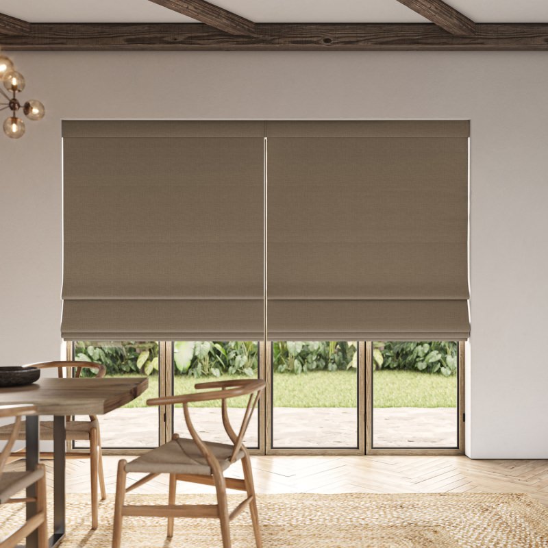 Dusen Otter Plain Roman Blind in a sleek, rich, and warm mid-toned brown fabric