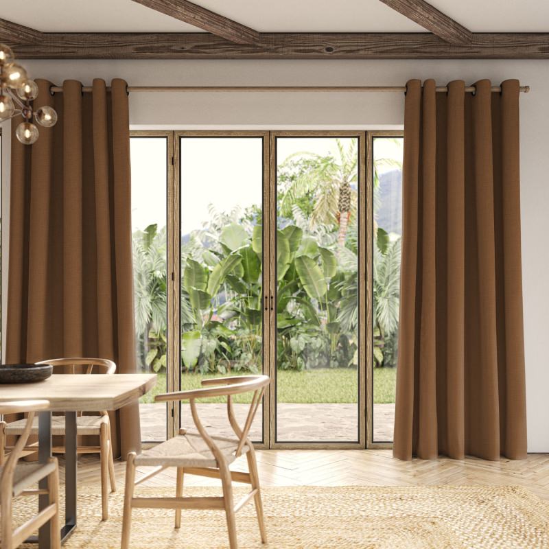 Dusen Rust Plain Curtain in a rich, burnt orange fabric, perfect for a cosy, autumnal feel.