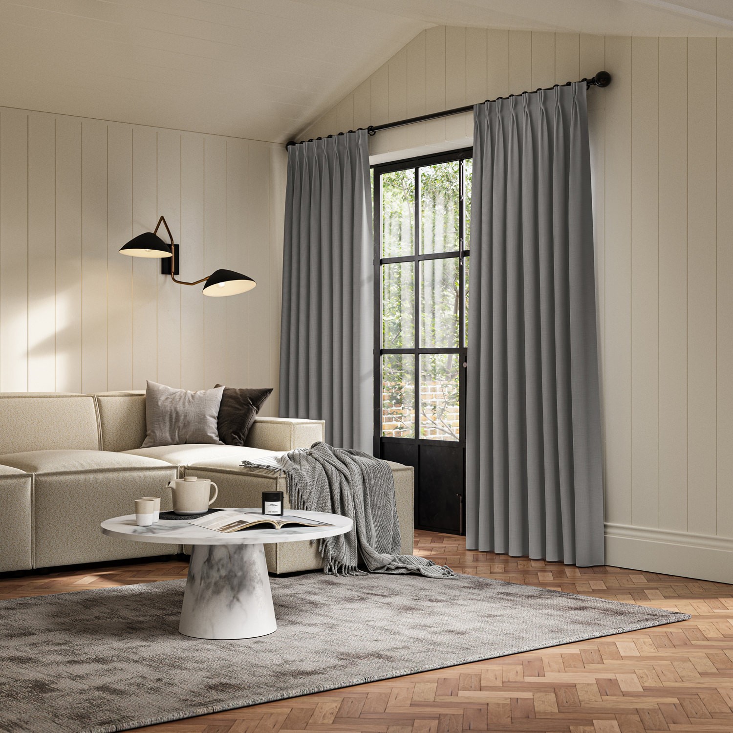 dusen silver plain curtain