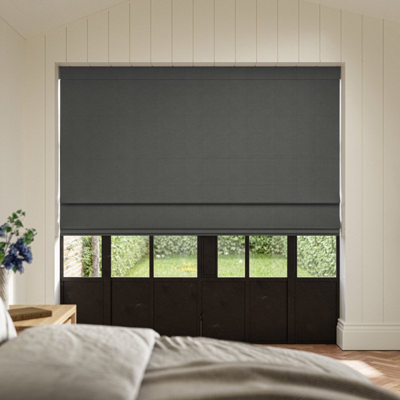 Dusen Slate Plain Roman Blind, a deep, strong, and versatile charcoal grey plain fabric